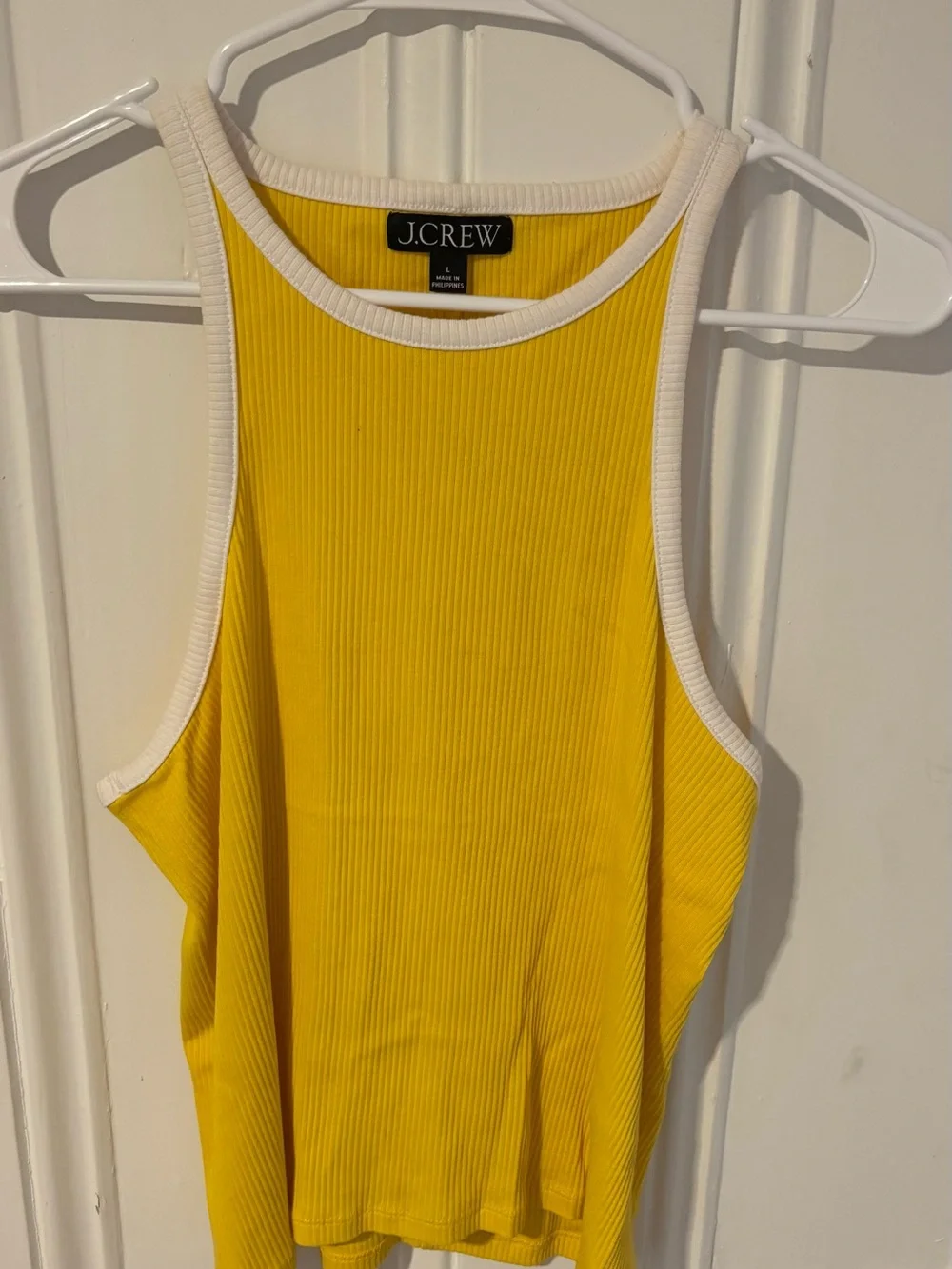 J. Crew Bright Yellow Ribbed Tank with White Trim